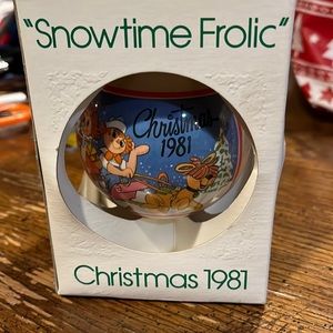 4/$15 Vintage Schmid snow time frolic Christmas 1981 Ornament